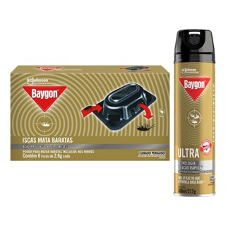 Kit Baygon Inseticida Ultra 360ml + Isca Mata Baratas 6un em Oferta na Shopee