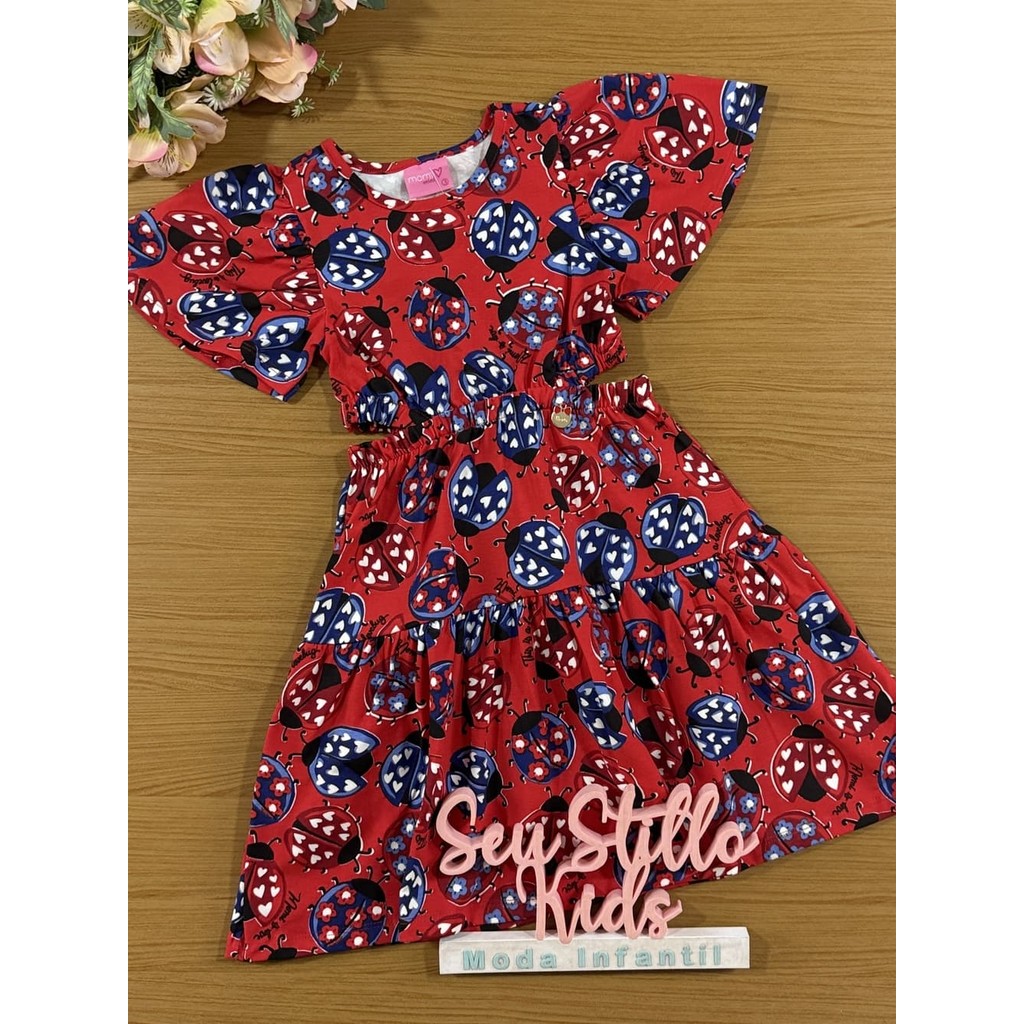 Vestido Infantil Momi Verão Vermelho Joaninha