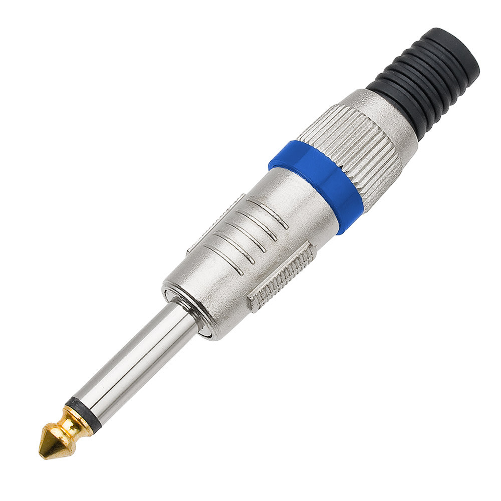Plug P10 Mono Metal Ponta Gold Azul Tzpg13 Profissional Microfone C/10 Pçs Tozz