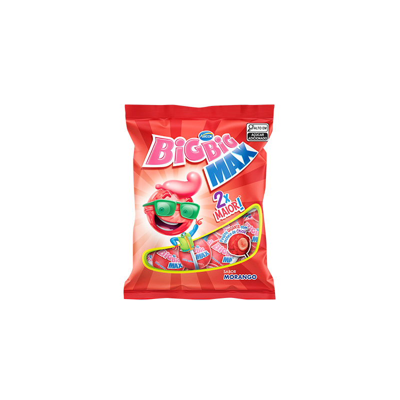 Pirulito Chiclete Big Big Max Morango 600g