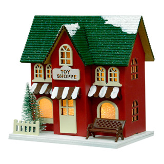 Casinha Decorativa de Natal com Led Vermelho 12.5x9 cm F04 - D'Rossi