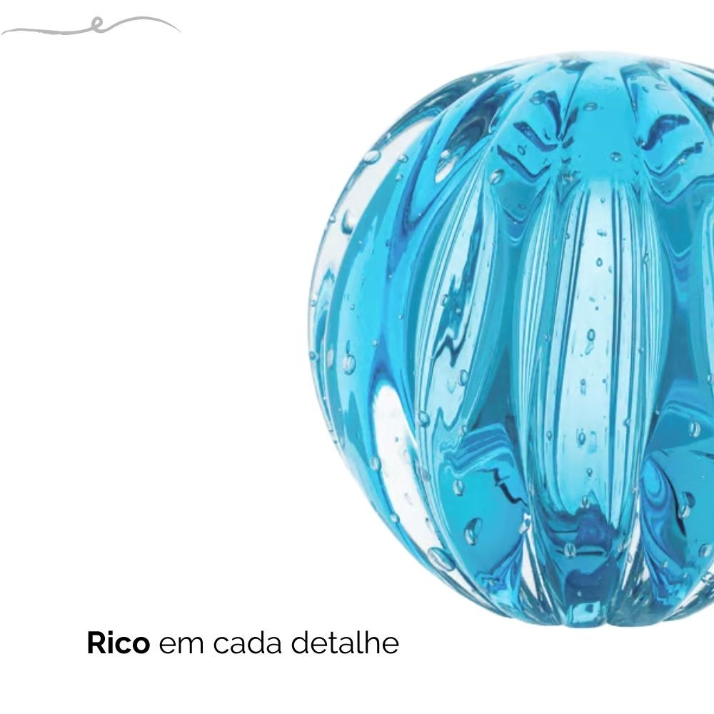 esfera bola cristal murano luxo ambar - aquamarine M