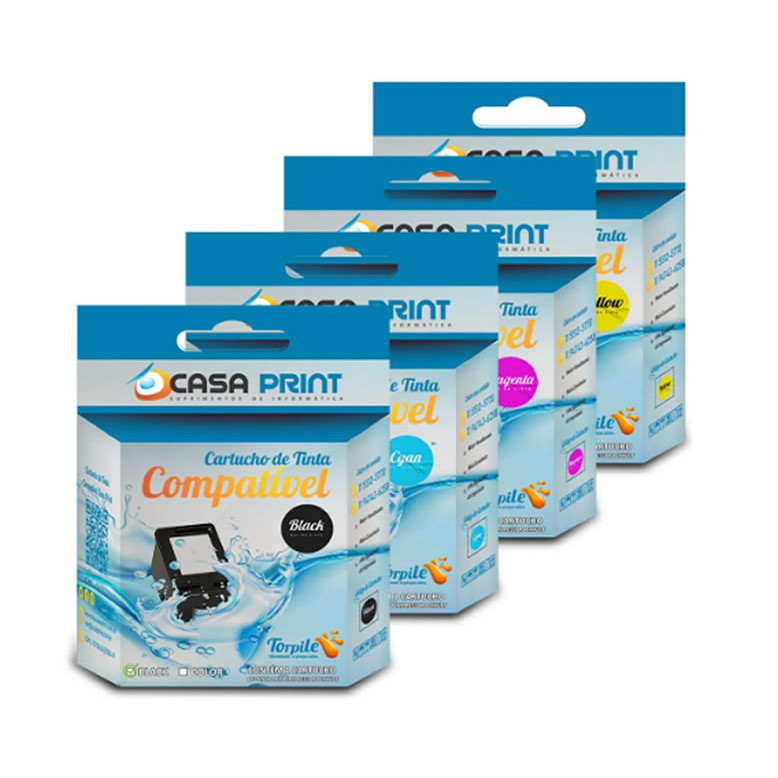 Kit 4 Cartuchos Compatível com HP 11 | HP 82  Ch565a | C4911a | C4912a | C4913a 500 510 800 810 815 820