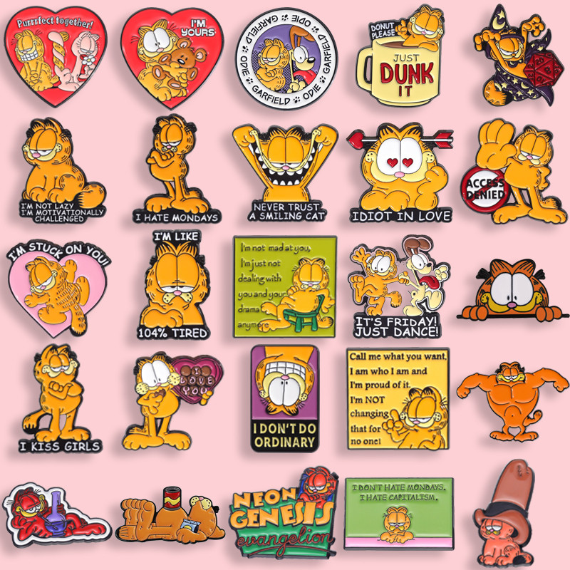 25 Garfield Esmalte Broches Mochilas Moda Acessórios De Roupas Presentes Para Amigos em Oferta na Shopee