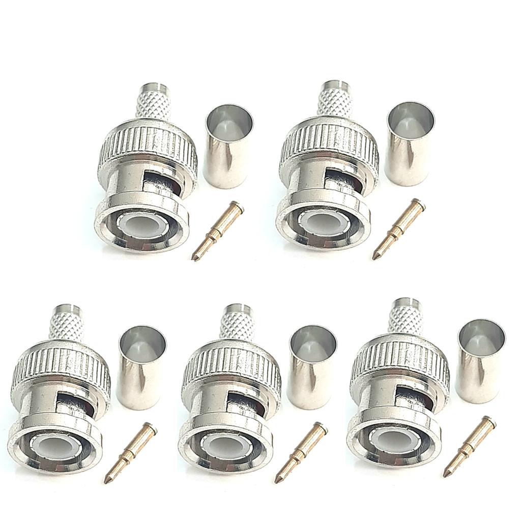 05 CONECTOR BNC MACHO CRIMPAR PINO SOLTO CABO RG59
