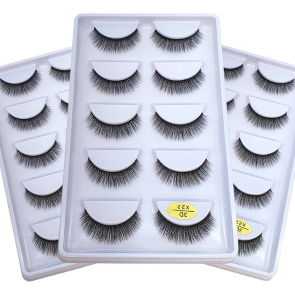 Cartela 5 Pares De Cílios Postiços X22-3d Tipo Mink Hair