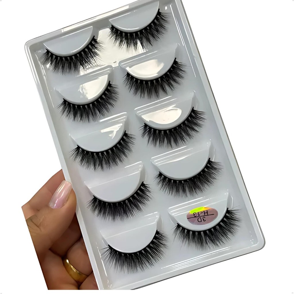 Cartela Cílios Postiços 05 Pares Modelo H13 Premium 3d Mink