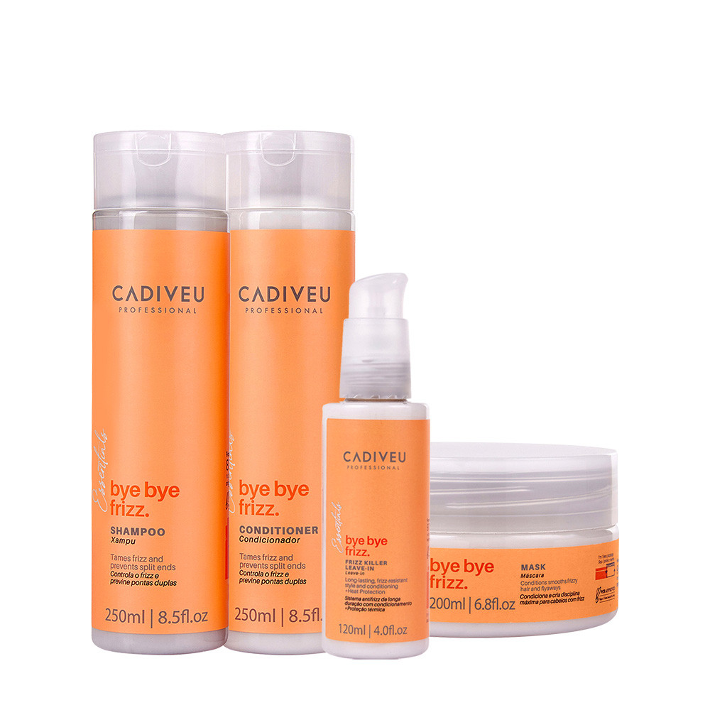 Kit Cadiveu Professional Bye Bye Frizz Shampoo Condicionador Máscara e Leave-in (4 produtos) em Oferta na Shopee