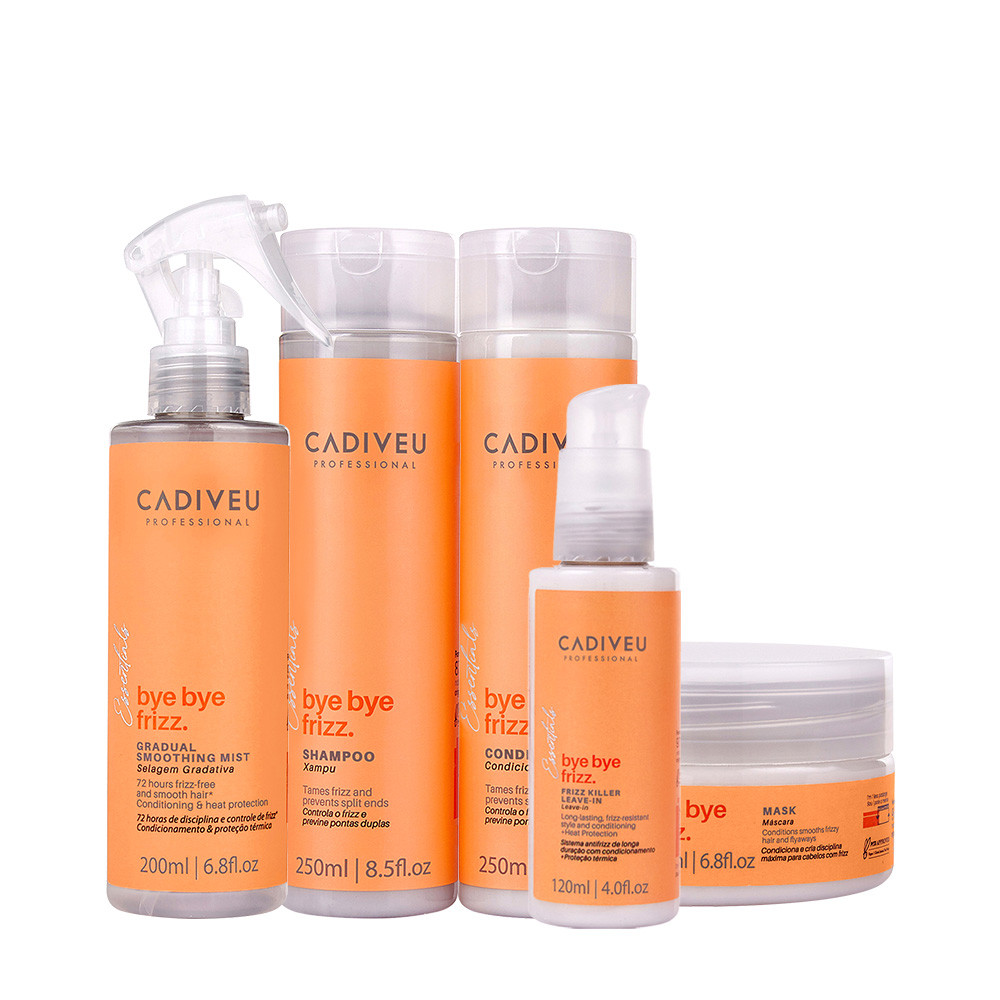 Kit Cadiveu Professional Bye Bye Frizz Shampoo Condicionador Selagem Gradativa Leave-in e Máscara (5 produtos) em Oferta na Shopee