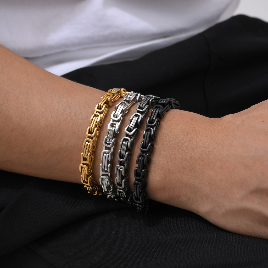 Detalhes do Pulseira Vnox Byzantine Para Homens , Retrô De Aço Inoxidável Hip Hop , Presente De Festa Moderno