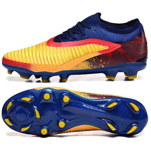 2025 Chuteiras de futebol de cano baixo novo estilo azul amarelo FG