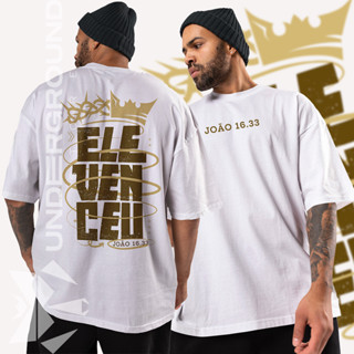 Camiseta Crista Masculina Blusa Evangelica Jesus Ele Venceu Joao 16.33 em Oferta na Shopee