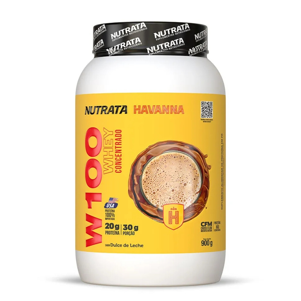 Whey Protein W100 Pote 900g Nutrata Doce De Leite Havanna - Health