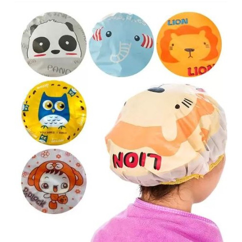 Toucas de Banho Kids Impermeável Infantil Estampas Sortidas Plástica Desenho animal