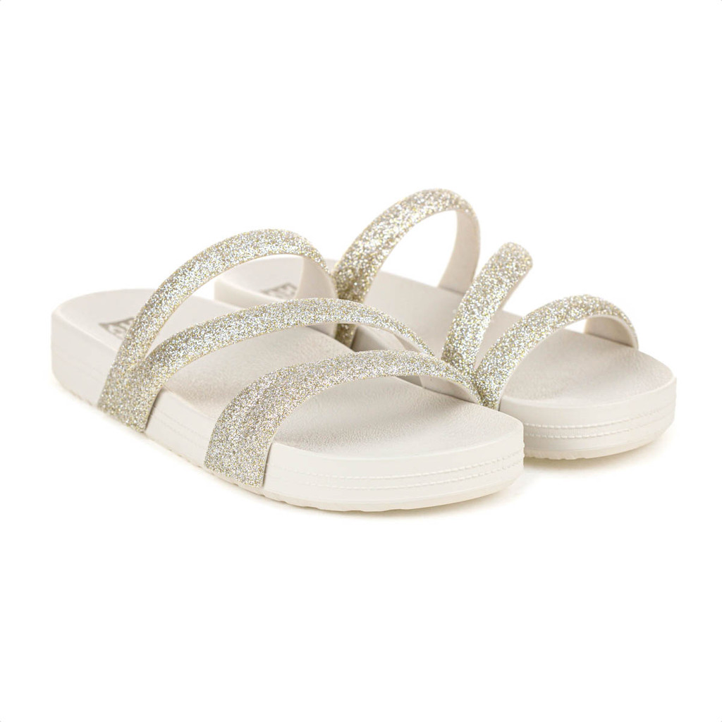 Sandália Zaxy Papete Glitter Off White - Feminino