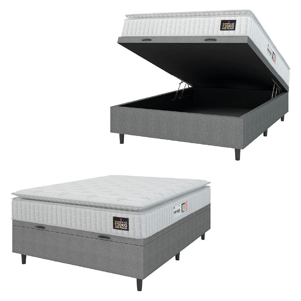Cama Box Baú Colchão Casal Espuma D33 Vangogh Pillow Top 138x70cm Branco/cinza Hellen Branco em Oferta na Shopee