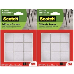 Kit com 18 Feltro Adesivo Cadeira Sofa Quadrado G 30MM SCOTCH 3M