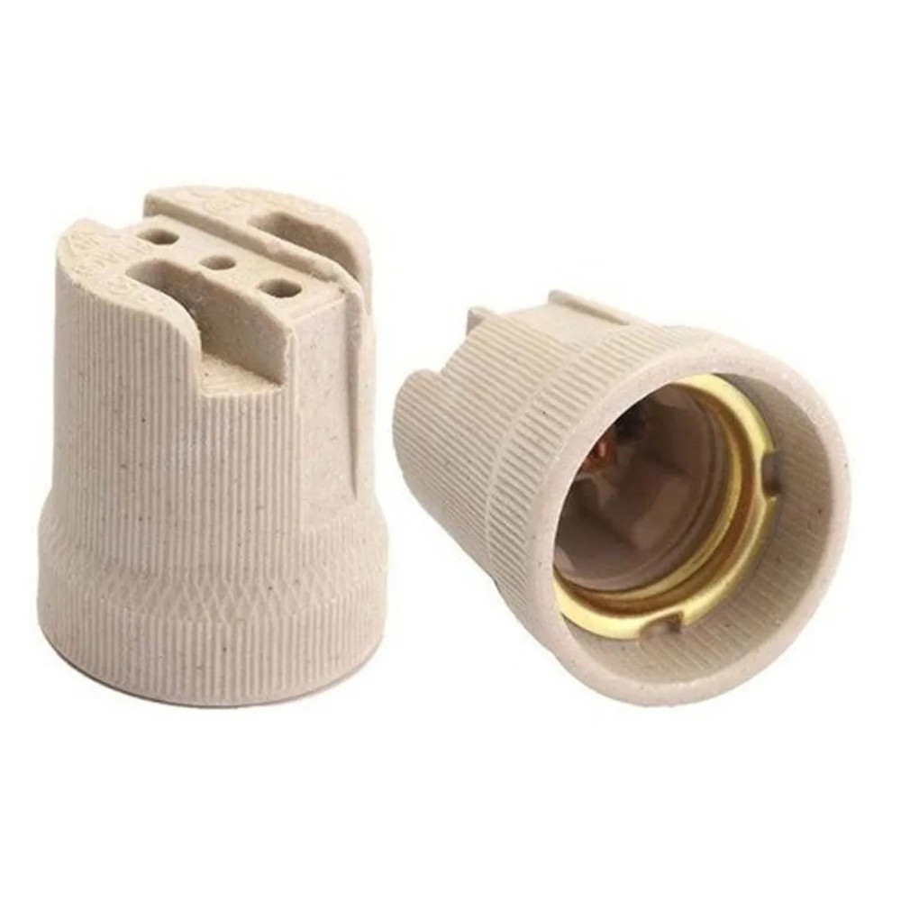 Bocal Receptáculo P/ Lâmpadas Soquete E27 4A Porcelana Branco