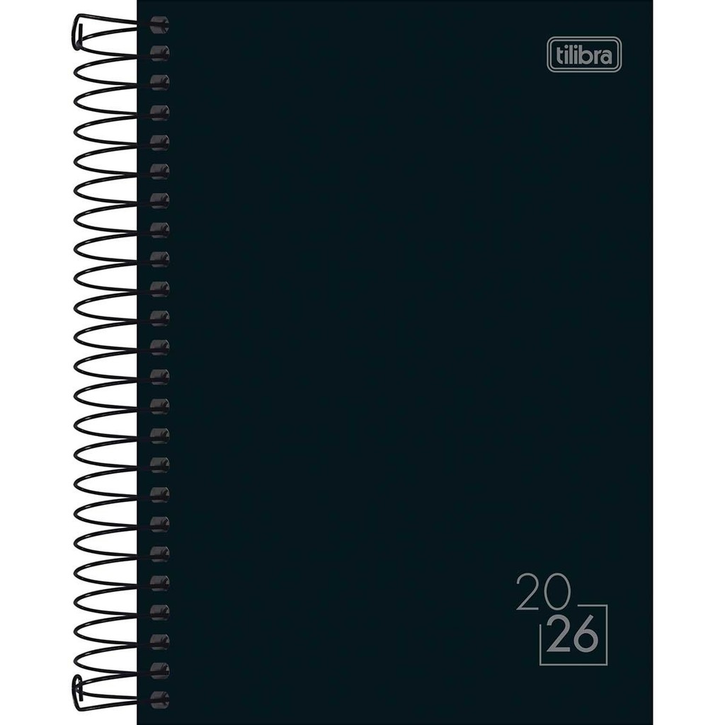 Agenda Diária 2026 Preto Básica Espiral - Tilibra