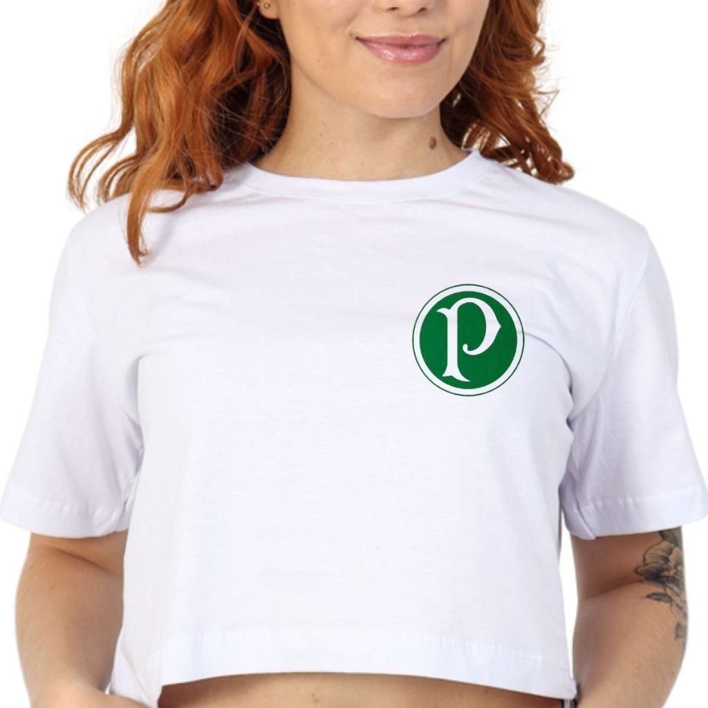 Camisa Cropped Palmeiras Verdão Mancha Verde Blusa 100% Algodão Premium Adulto Feminino
