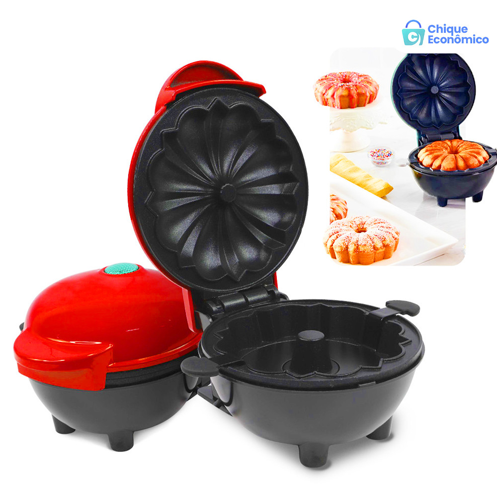Mini Máquina de Bolo e Pipoca sem Óleo Portátil 110V