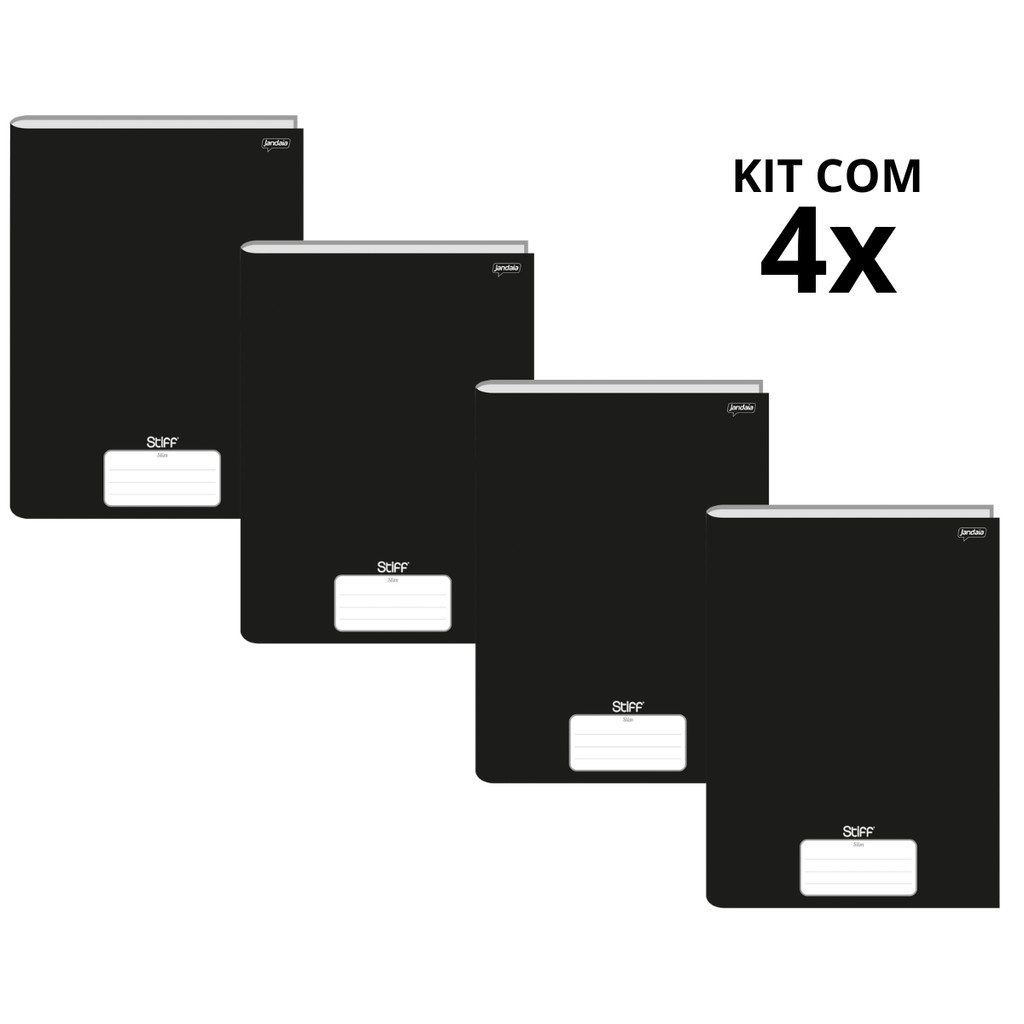 Kit Com 4 Caderno Brochura 80 Fls Pautado Capa Dura - Stiff KITS:KIT 08