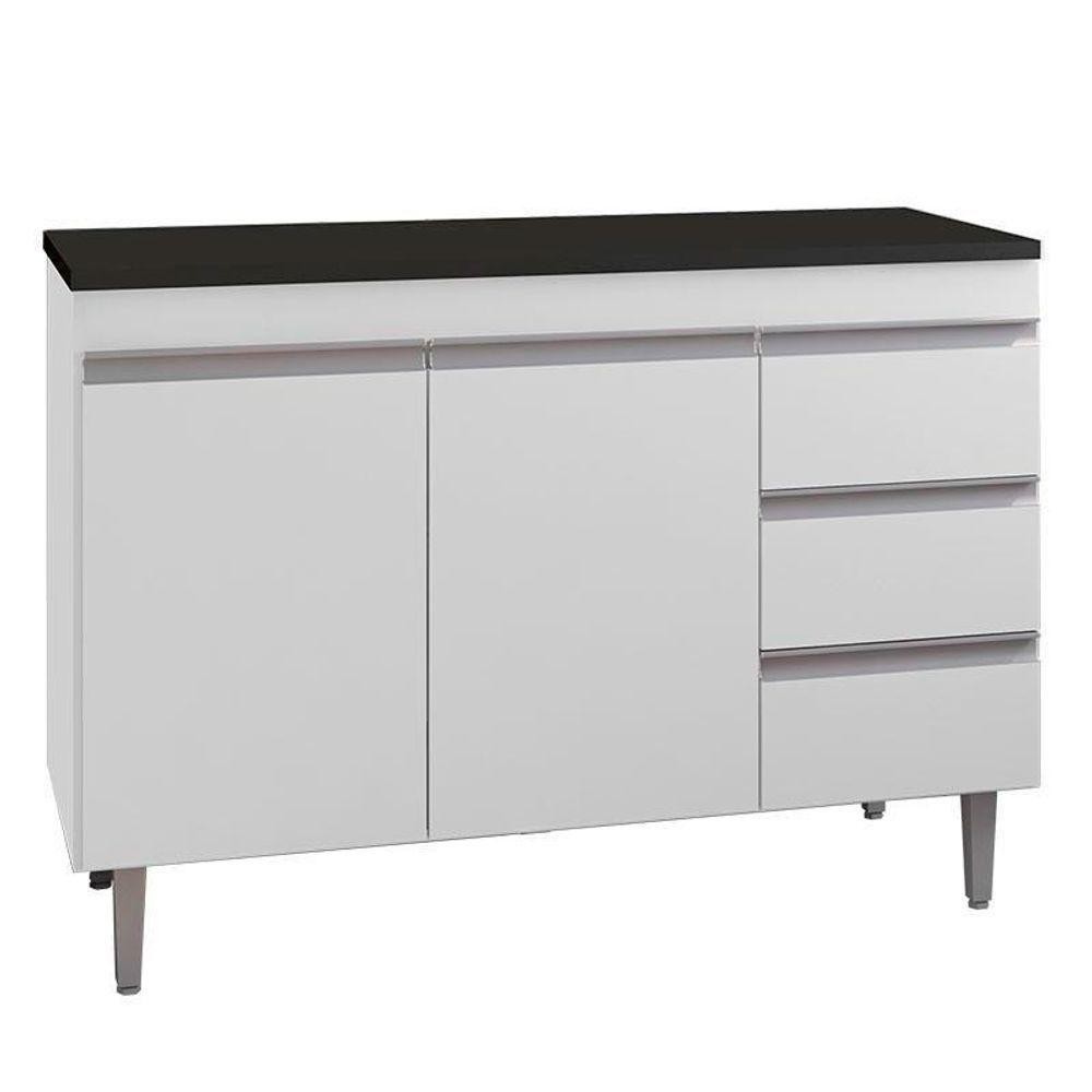 Balcão De Cozinha Andréia Branco Com Tampo 100 Cm Preto Fosco – Ajl em Oferta na Shopee