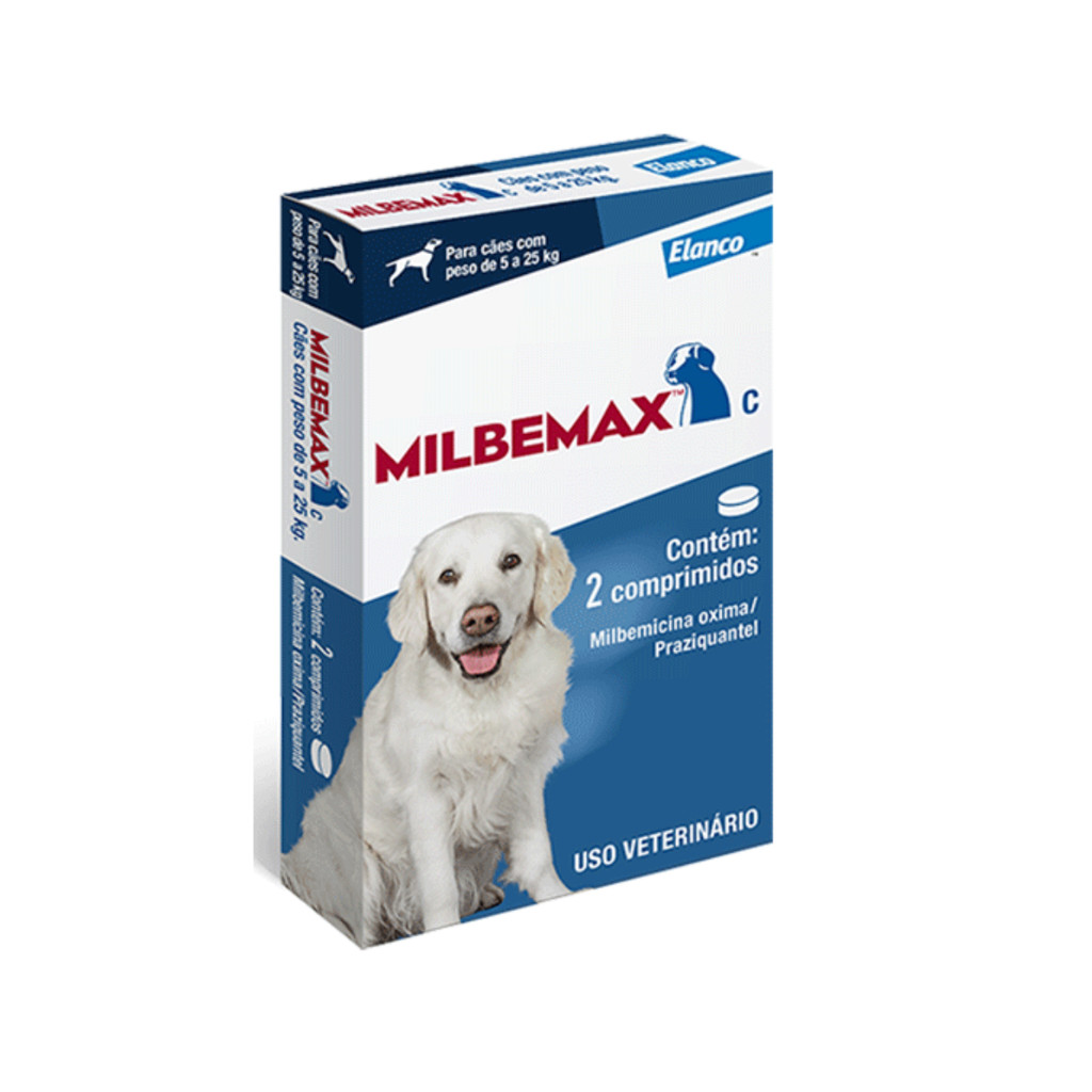 VERMIFUGO MILBEMAX C PARA CAES DE 5 A 25KG 2 COMPRIMIDOS
