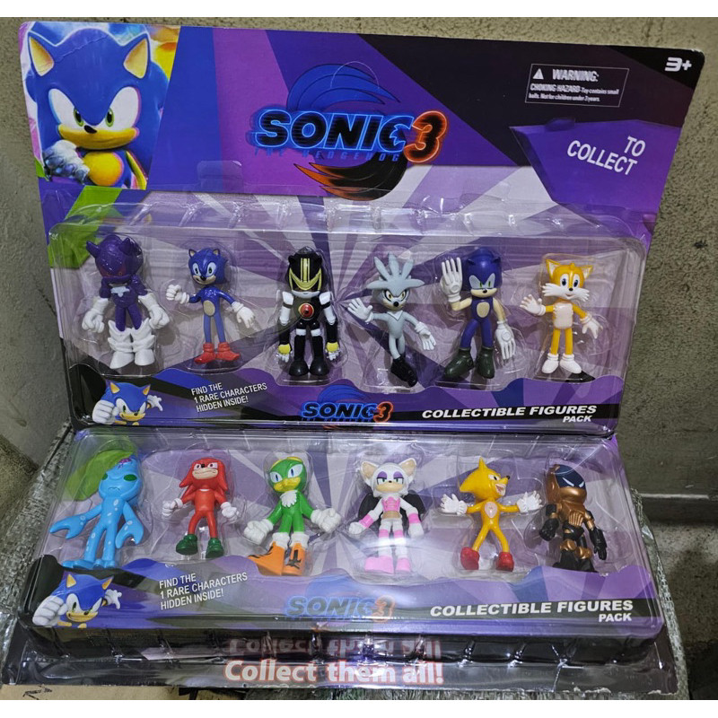 Kit Sonic Cartela 6 Bonecos Personagens Filme Novo Sonic Tail Knuckles Pronta Entrega Promoção