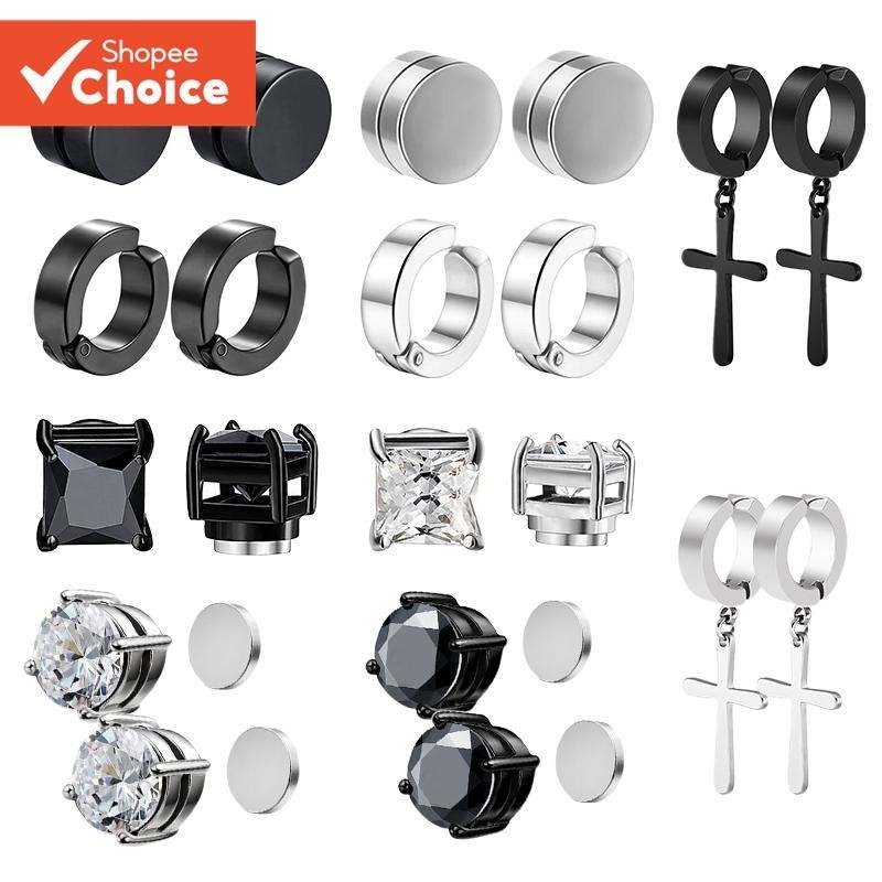 Cool Guy Brincos De Clipe De Aço Inoxidável Sem Piercing CZ Zircon Punk Joias Magnéticas Para Homens E Mulheres