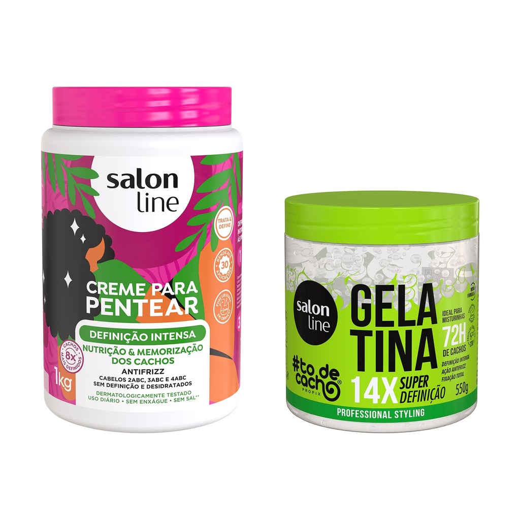 Kit Definição Gelatina #todecacho 550g + Creme para Pentear 1 kg - Salon Line - Beauty