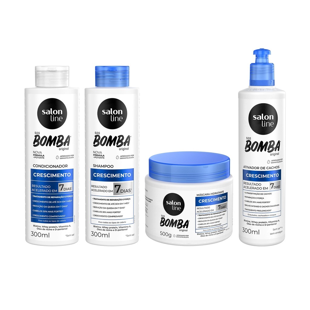 Kit Crescimento SOS Bomba Original 300ml com Ativador de Cachos Salon Line - Beauty