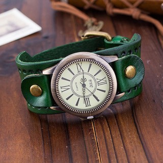 Relógio De Pulso Vintage Resistente A Arranhões Com Pulseira De Couro Larga Para Presente De Aniversário De Namorada