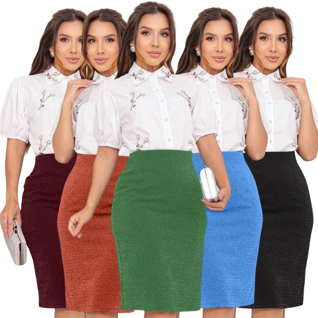 1Peça Saia Midi Feminina Cintura Alta Neoprene Glitter Elegante Culto Evangélico – Santa Modas em Oferta na Shopee