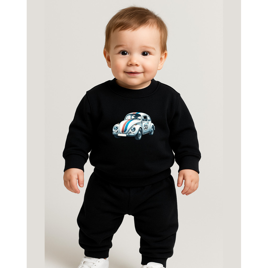 Conjunto Inverno Bebê | Moletom Capote Felpado Secagem Rápida - Estampado Fusca Retrô Menino Menina Roupa de Frio Escola