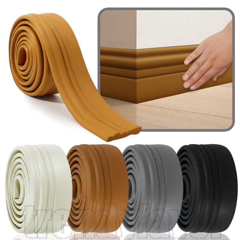 Adesivo De Parede De Linha De Rodapé 3D De 2M/Rolo-Papel Autoadesivo-Decoração Quarto-Cintura De Piso Macio-Almofada Pro