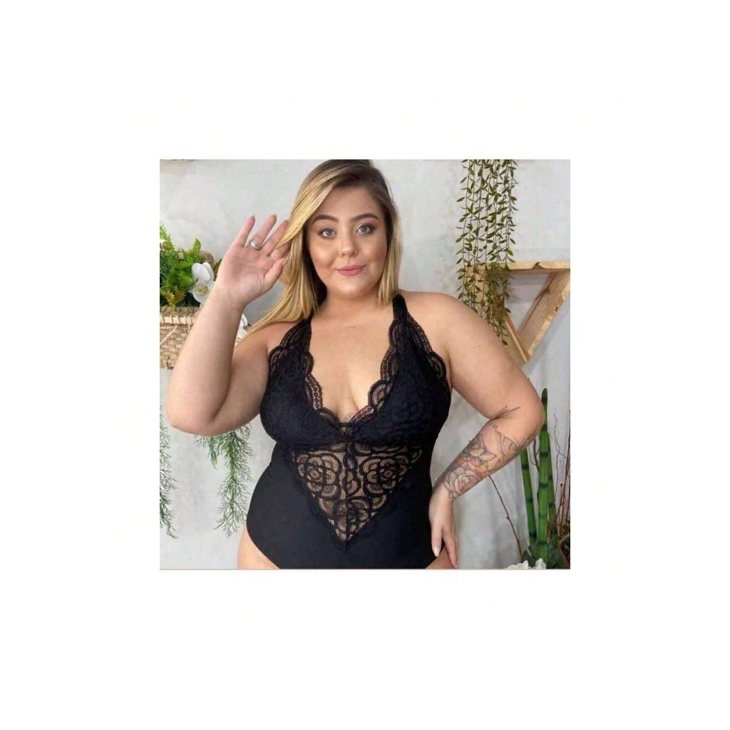 Body plus size blogueira Insta renda alcinha transado nas costas PLus sizr