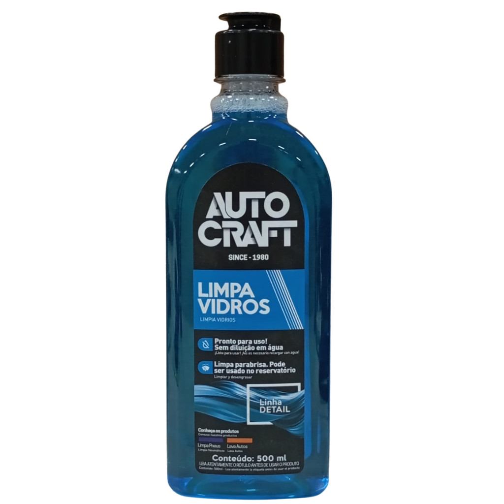 Limpa Vidros Autocraft 500ml – Limpeza Sem Manchas e Fácil Aplicação para Vidros Automotivos