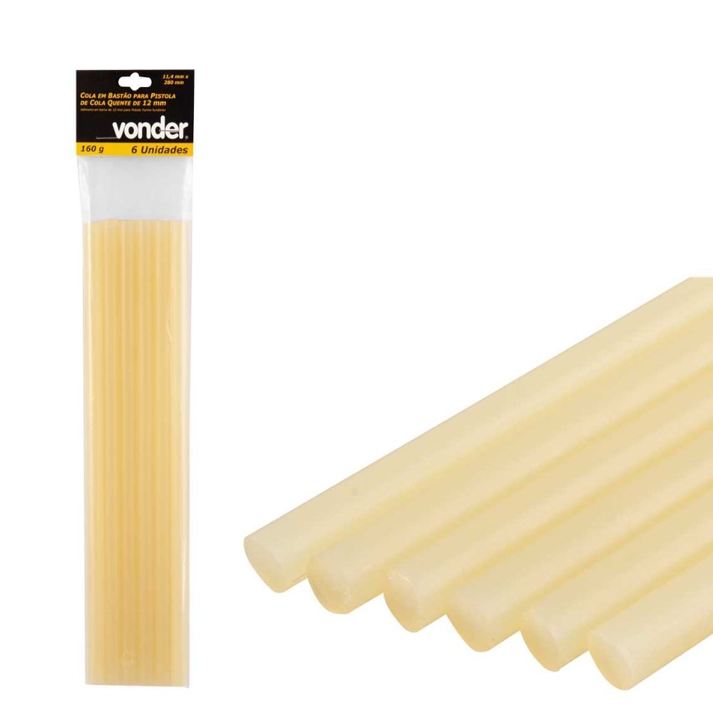 Tubo Bastão Para Pistola De Cola Quente 6 Uni De 12mm Vonder