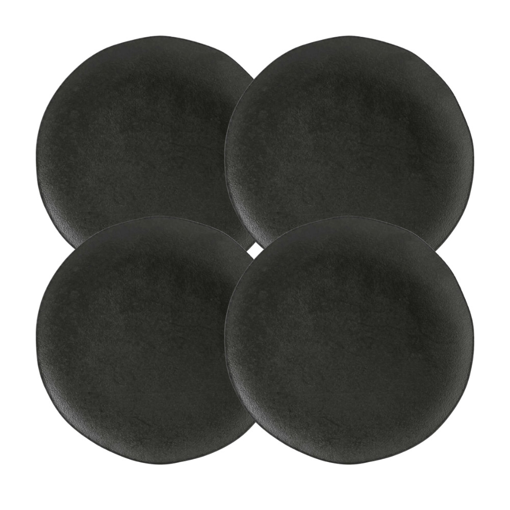 Jogo De Pratos Sobremesa Orgânico Carbon 19cm Kit 4 Peças Preto Cerâmica Porto Brasil em Oferta na Shopee