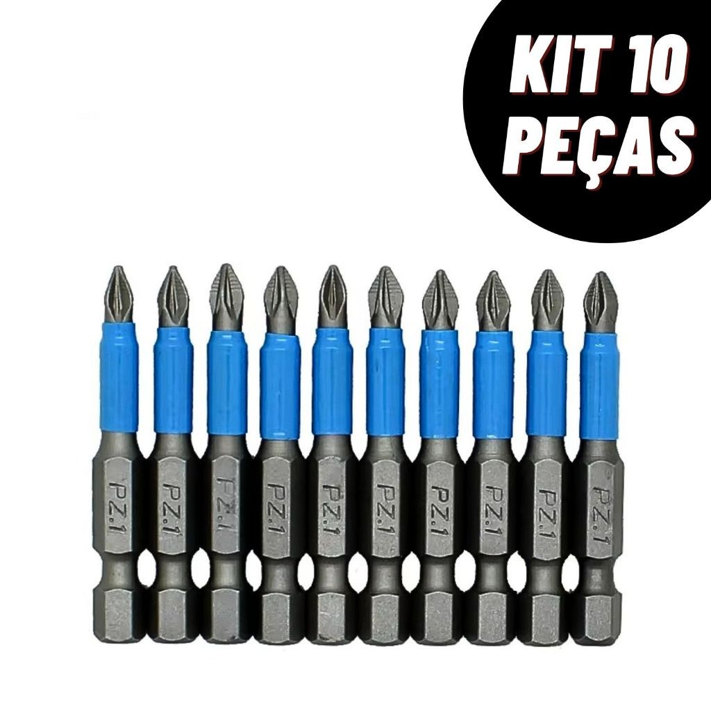 Jogo 10 Bits Ponteira Phillips Imantada Furadeira Parafusadeira Antiderrapante em Oferta na Shopee