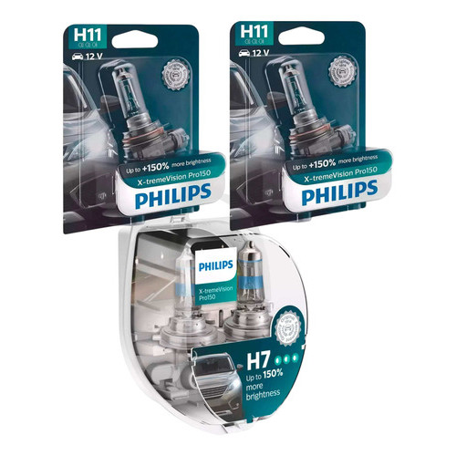 Kit Lâmpada Philips Xtreme Vision H11+ H7 55w 3700k 150%