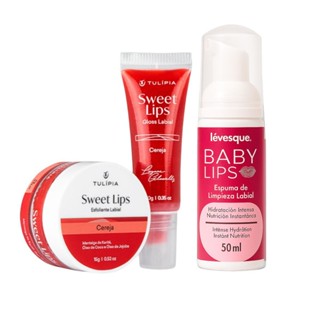 Kit Sweet Lips Gloss Esfoliante e Espuma Lévesque Labial Hidragloss Baby Lips Cereja em Oferta na Shopee