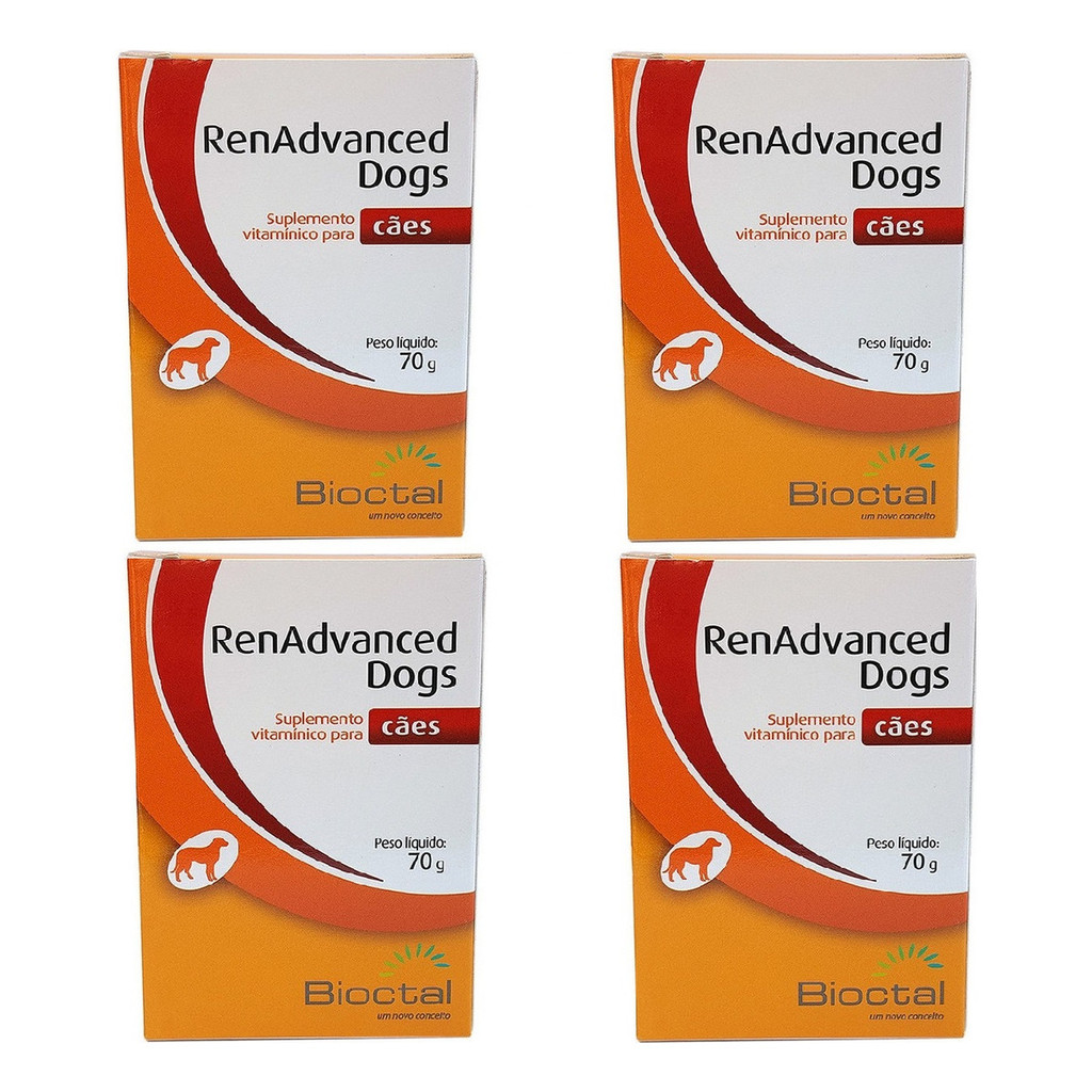 Kit 4 Suplemento Vitamínico Bioctal RenAdvanced Dogs Tratamento Renal - 70 g em Oferta na Shopee