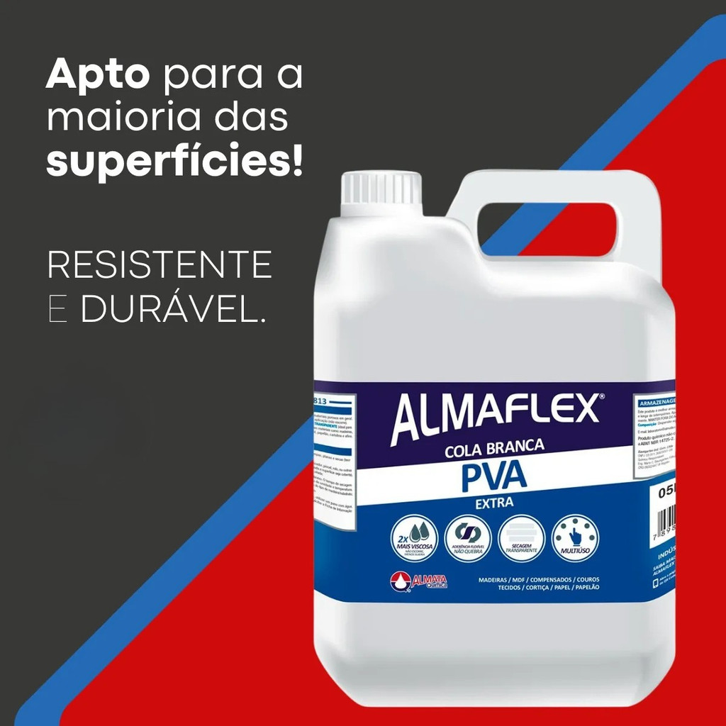 Cola Líquido Branca Forte Galão 5kg Pva Extra Madeira Papel