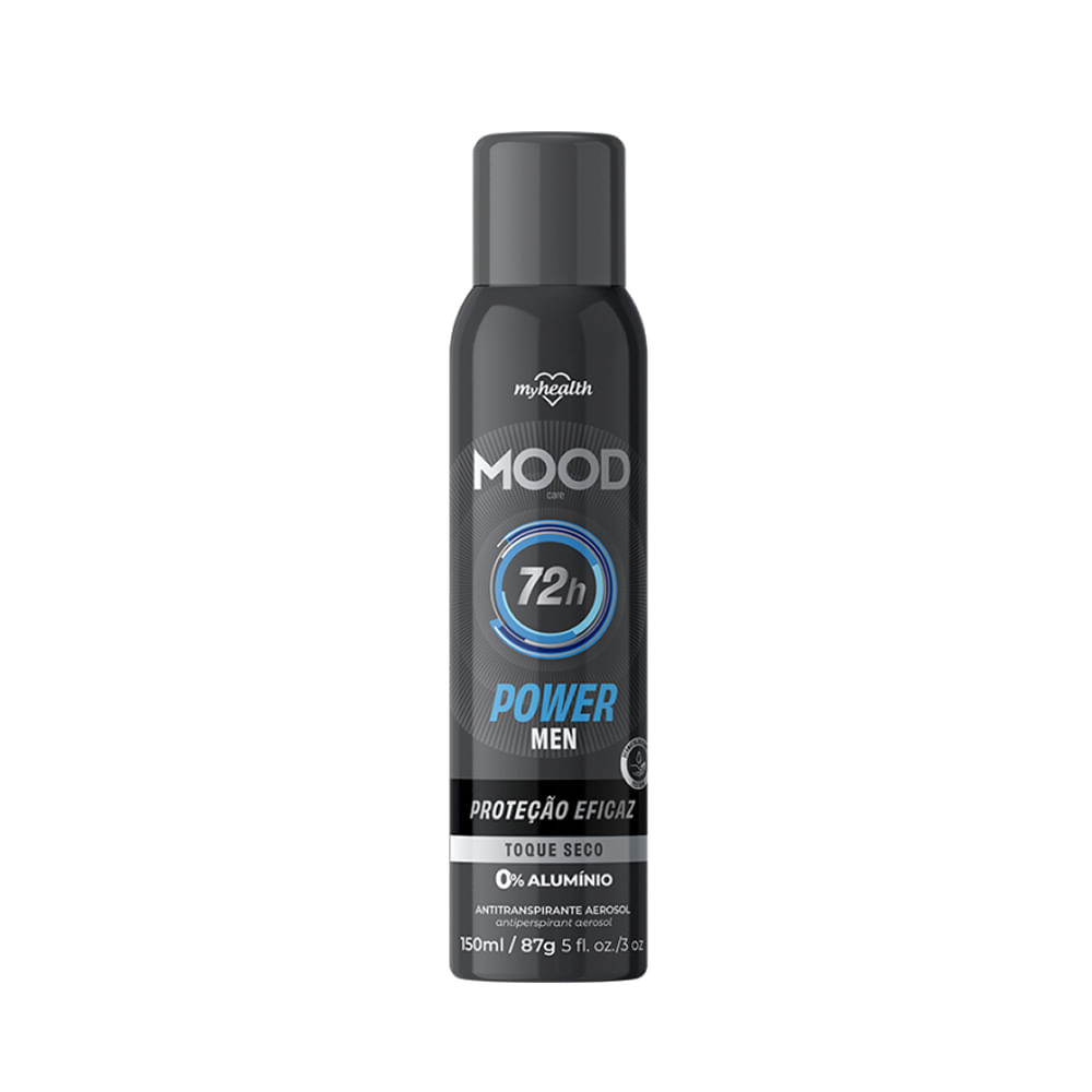 Desodorante Mood Power Men Aerosol Antitranspirante 0% Alumínio 72h 150ml - Beauty