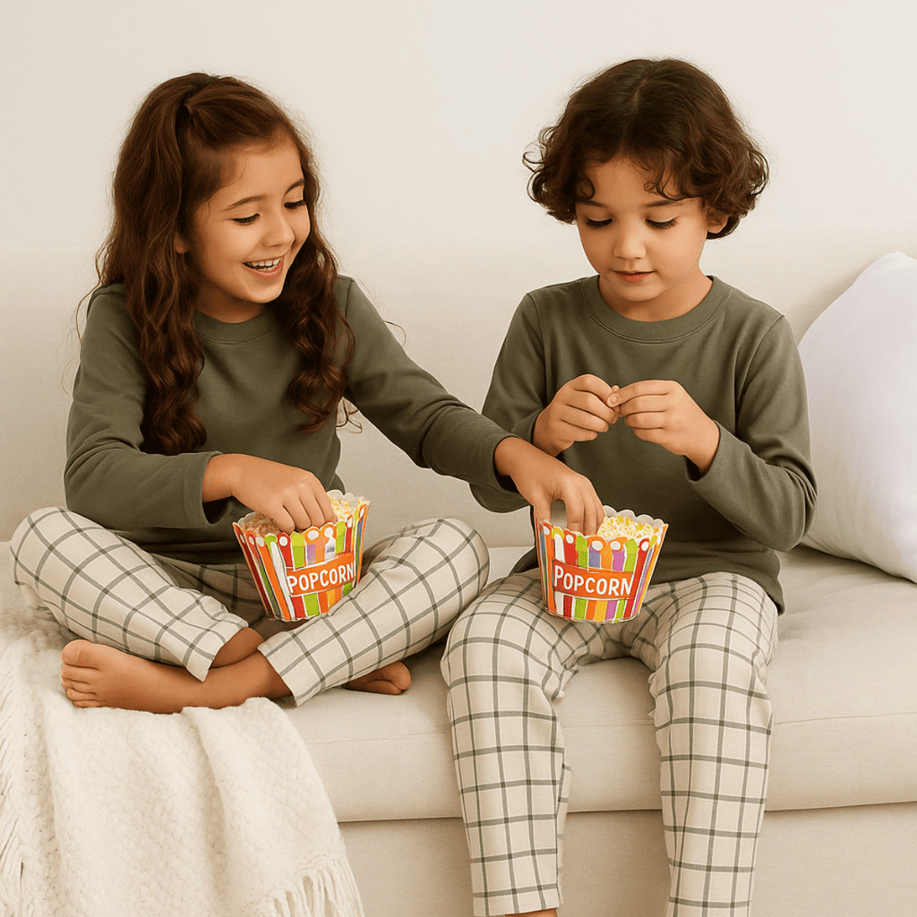 Kit com 2 Pijama Masculino Feminino Infantil Unissex Irmãos Xadrez