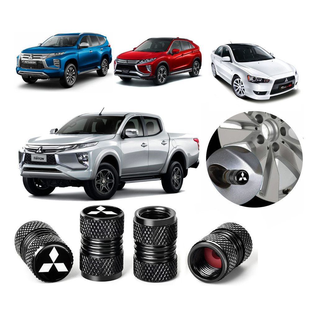 Kit 4 Tampas Bico de Pneu Metálica Universal para Veiculos Mitsubishi L200 Pajero Eclipse Cross etc. em Oferta na Shopee