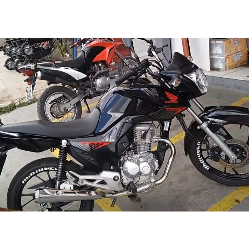 Escapamento Mini Turuna Cromado Fortuna 🚀 Titan/Fan/Start 160 ⭐ 2016 a 2024 ✅ Estralador + INMETRO
