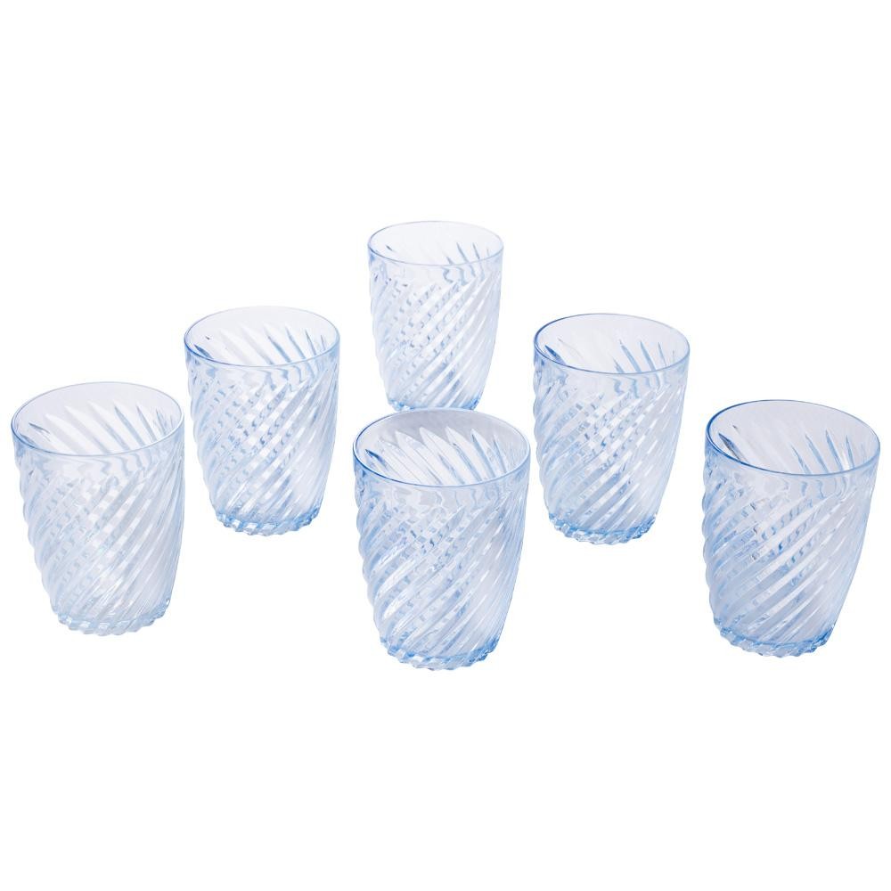 Jogo de Copos 6 Peças Twist Azul Plástico Mesa Posta 300 ml Plasútil em Oferta na Shopee